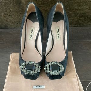 Miu Miu peep toe heels in suede